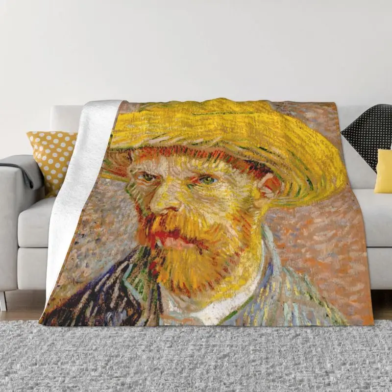 

Self-Portrait With Grey Felt Hat Blankets Breathable Soft Flannel Sprint Vincent Van Gogh Throw Blanket for Couch Office Bedding