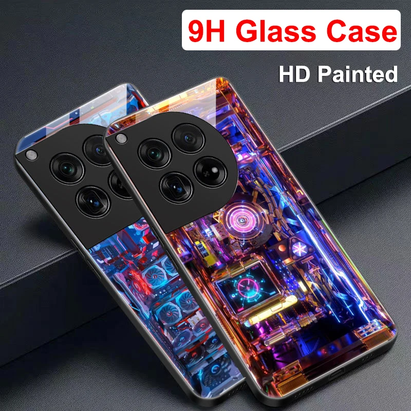 Custodia Per Oneplus 12 5G Custodia 1 + 12 9H Cover Posteriore In Vetro Temperato Per One Plus 12 Shell One Plus12 Coque 1 + 12 Funda