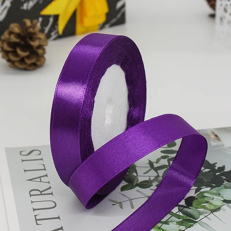 Solid Color Satin Ribbons - Handmade DIY Accessories for Weddings and Gift Wrapping (25 Yards)