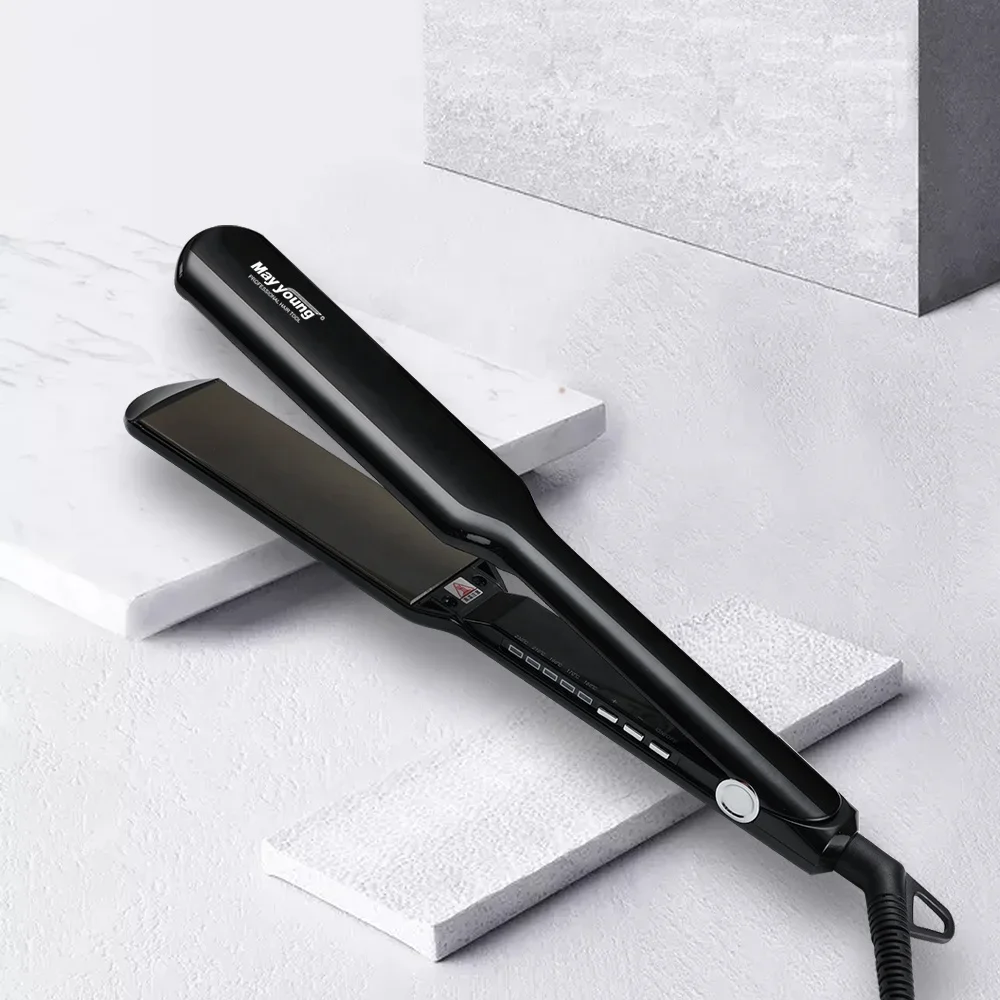 M524A Dual Voltage Wide Titanium Flat Iron Professional Straightening Irons with Adjustable Temp Hair Straightener For Household