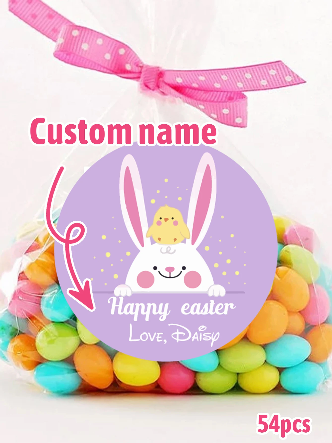 54/108/270개 맞춤형 부활절 축제 스티커, 개인 맞춤형 텍스트 부활절 기념 스..