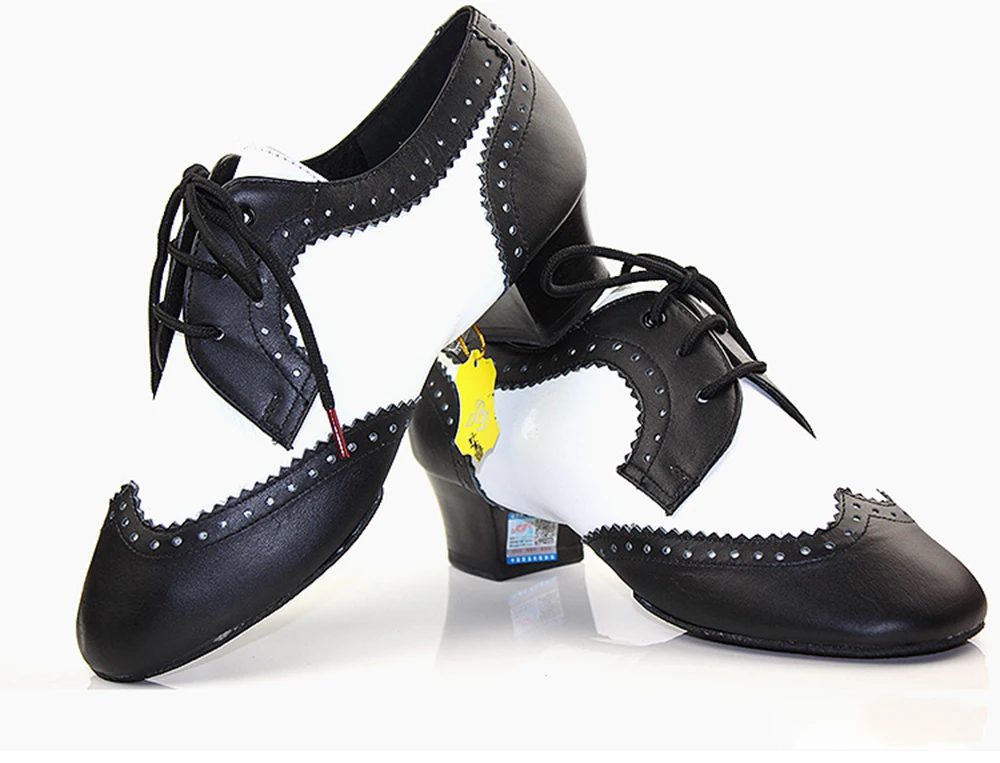 BD TANZ SCHUHE Latin Schuhe Ballsaal MÄNNER Schuh Moderne Rindsleder Sohle Nicht-slip BDDANCE441 Authent Schwarz Weiß Importiert Patent leder – Detail 14