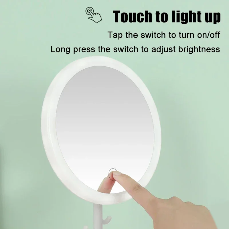 3 Colors Light Led Makeup Mirror With Stand Design Charging Bench Makeup Mirror Ins Girls Small Portable