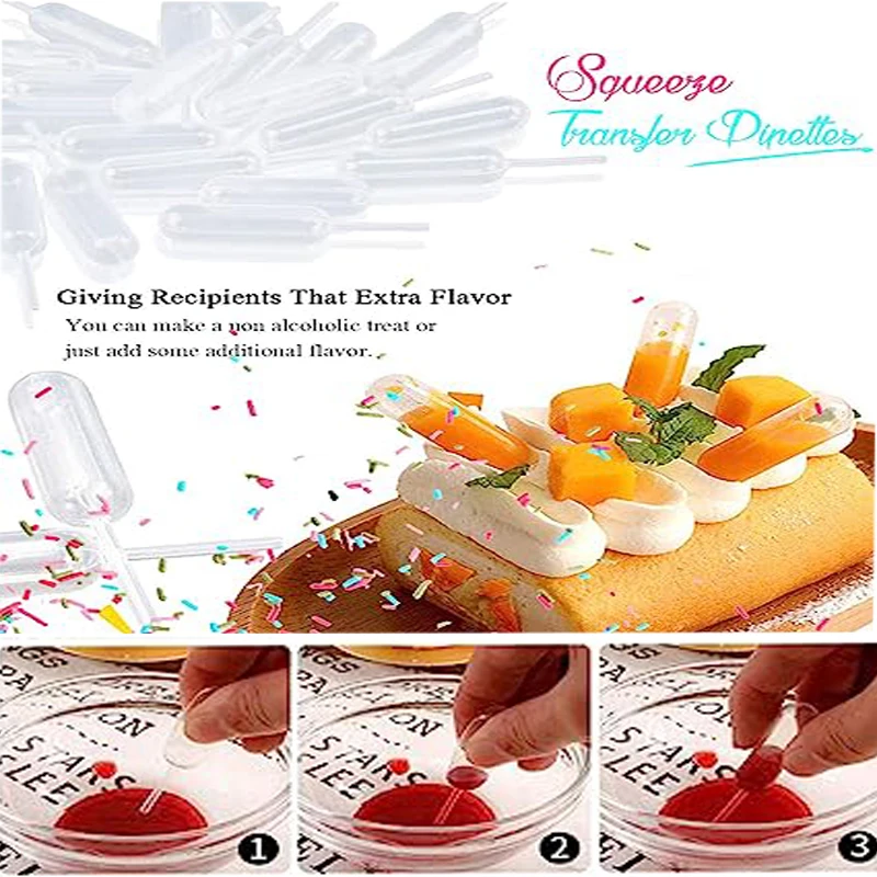 50/100/300 pieces 4ml creative plate sauce dropper macaron dessert squeeze sauce suitable for chocolate cupcake baking tools Disposable Dropper