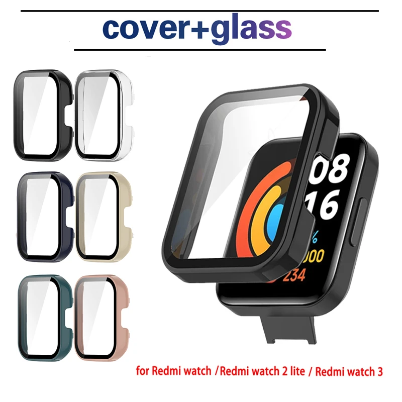 Hard PC Case Tempered Glass Screen Protector Protective Cover for Redmi watch 2 lite / Mi Watch Lite 1 2