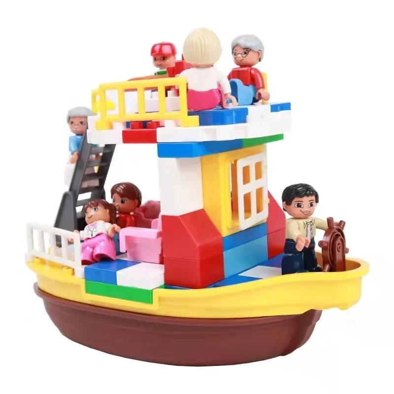 Large Building Block Adventure Ship Series - Brave Pirates Treasure Island Playset