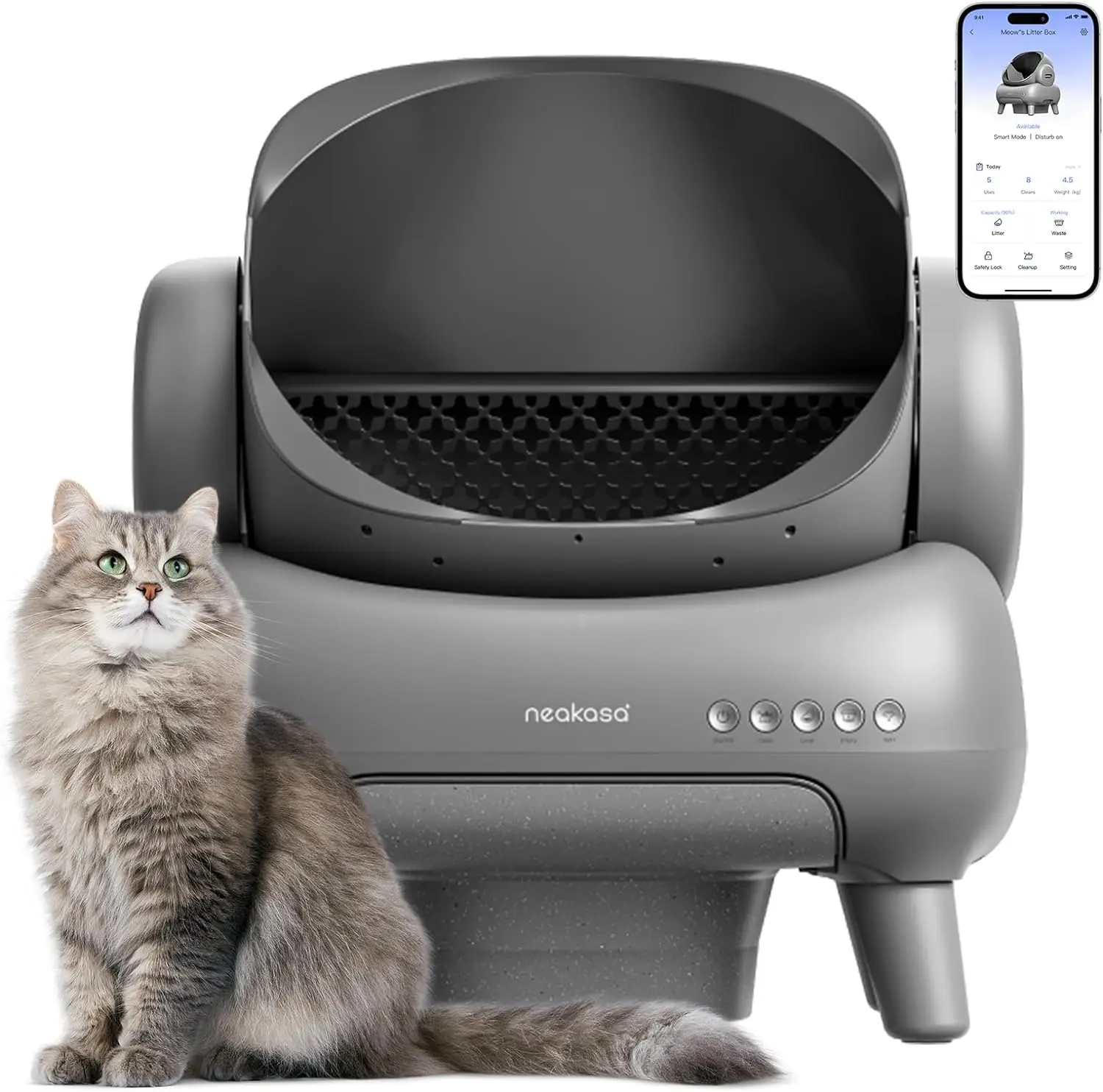 

Neakasa M1 Open-Top Self Cleaning Cat Litter Box,Automatic Cat Litter Box with APP Control,Odor-Free Waste Disposal Includes Tra