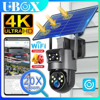 Ubox Camera 8MP 4G Solar Camera Outdoor 20X Zoom 4G/WiFi Security Camera PIR Detection Auto Tracking PTZ Surveillance Cameras 1