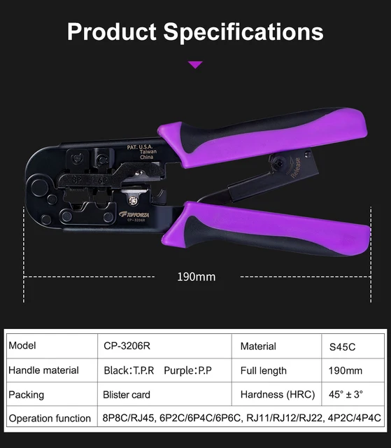 Extralink 4P+6P+8P, Crimpadora RJ45, con trinquete Extralink