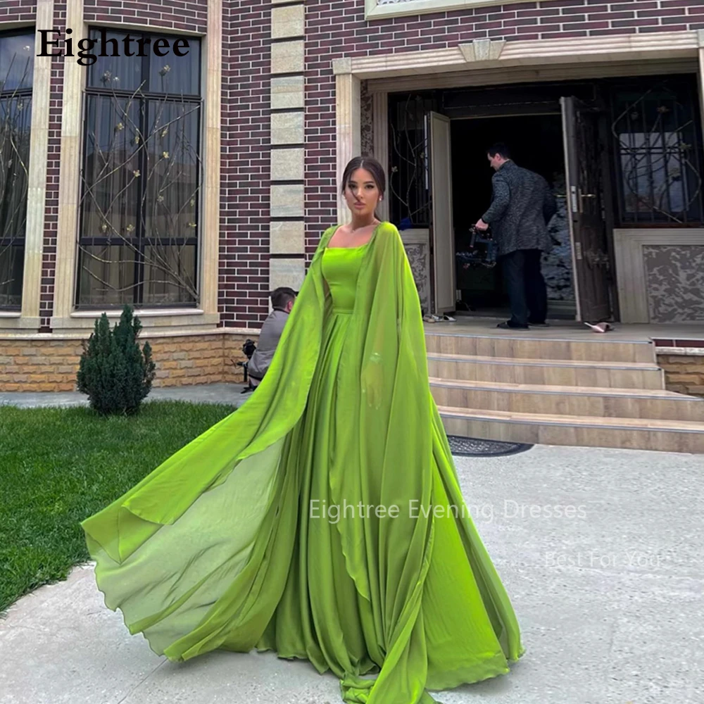 Achtert ree grüne Abendkleider mit Cape Chiffon Vierkant hals eine Linie formelle Gelegenheit Kleid boden lange Hochzeits feier Ballkleider