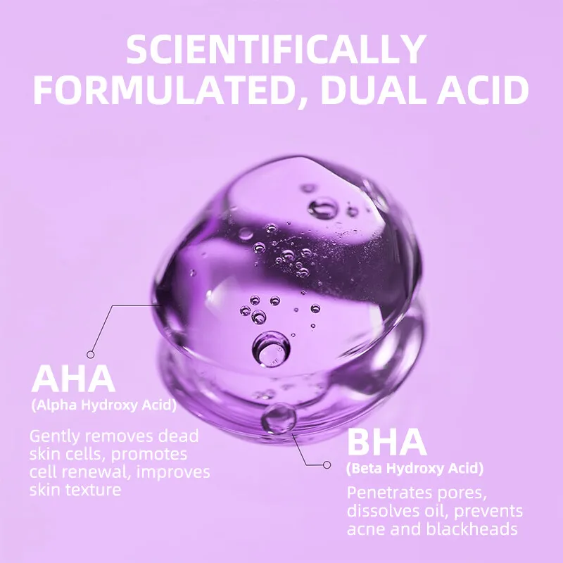 Salicylic Acid Facial Serum AHA + BHA Salicylic Acid Exfoliating Face Deep Pore Cleansing & Gentle Surface Exfoliation Smooth Skin Brighten Complexion Facial Serum Facial Essence