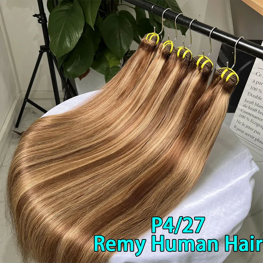 P4/27 Straight Highlight Human Hair Bundles Bone Straight Human Hair Remy Extensions Blonde Bundles For Women