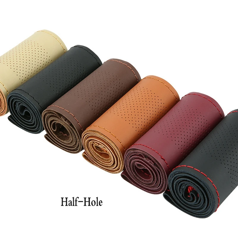 Steering Wheel Cover DIY Hand Sewing Microfiber Leather 37-38CM