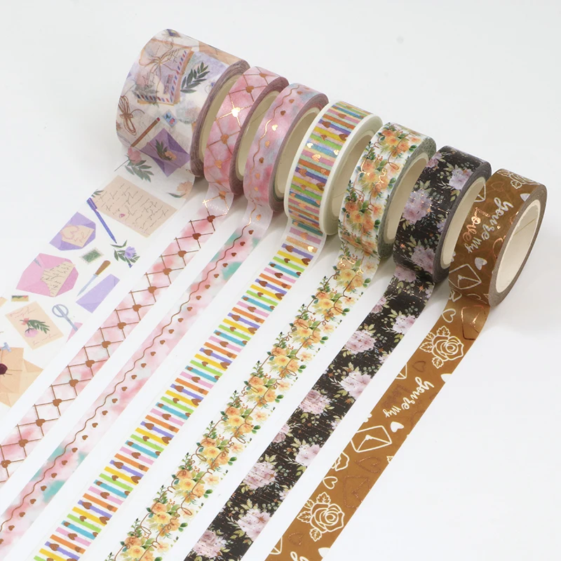 

NEW 1X 10M Decorative Hearts Flowers Foil Washi Tape Set for Scrapbooking Journaling Adhesive Masking Tape Cute Stationery