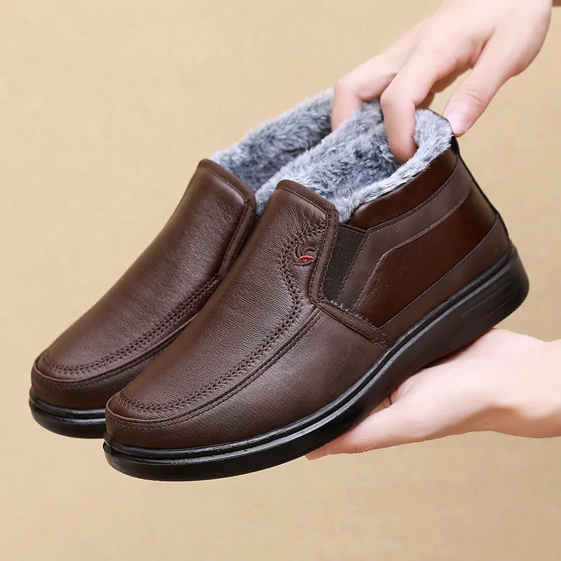 Men Plush Sneaker Shoes Winter 2024 New Cotton Shoes for Men Warm Plush Snow Boots Shoes Sports Daily Casual Shoes Black