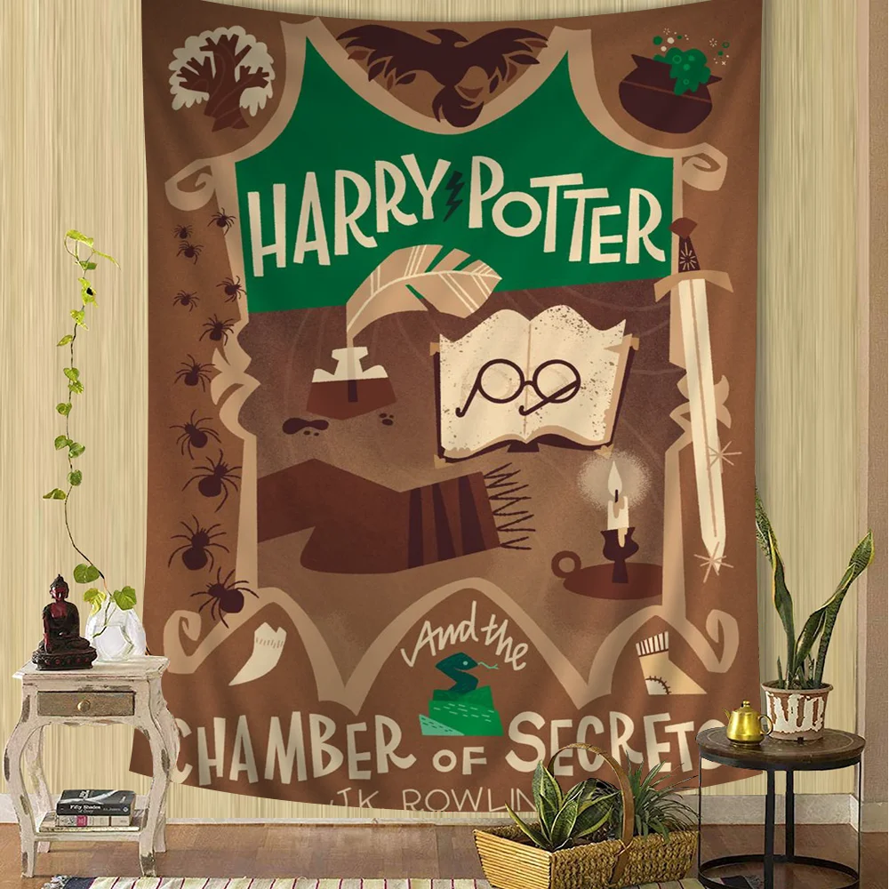 thumbnail image 1 of Tapiz de pared grande con estampado de paisaje de Harry Potter y la varita mágica, alfombra de pared hippie con tarot para colgar en la pared, decoración del hogar para dormitorio, 1 of 5