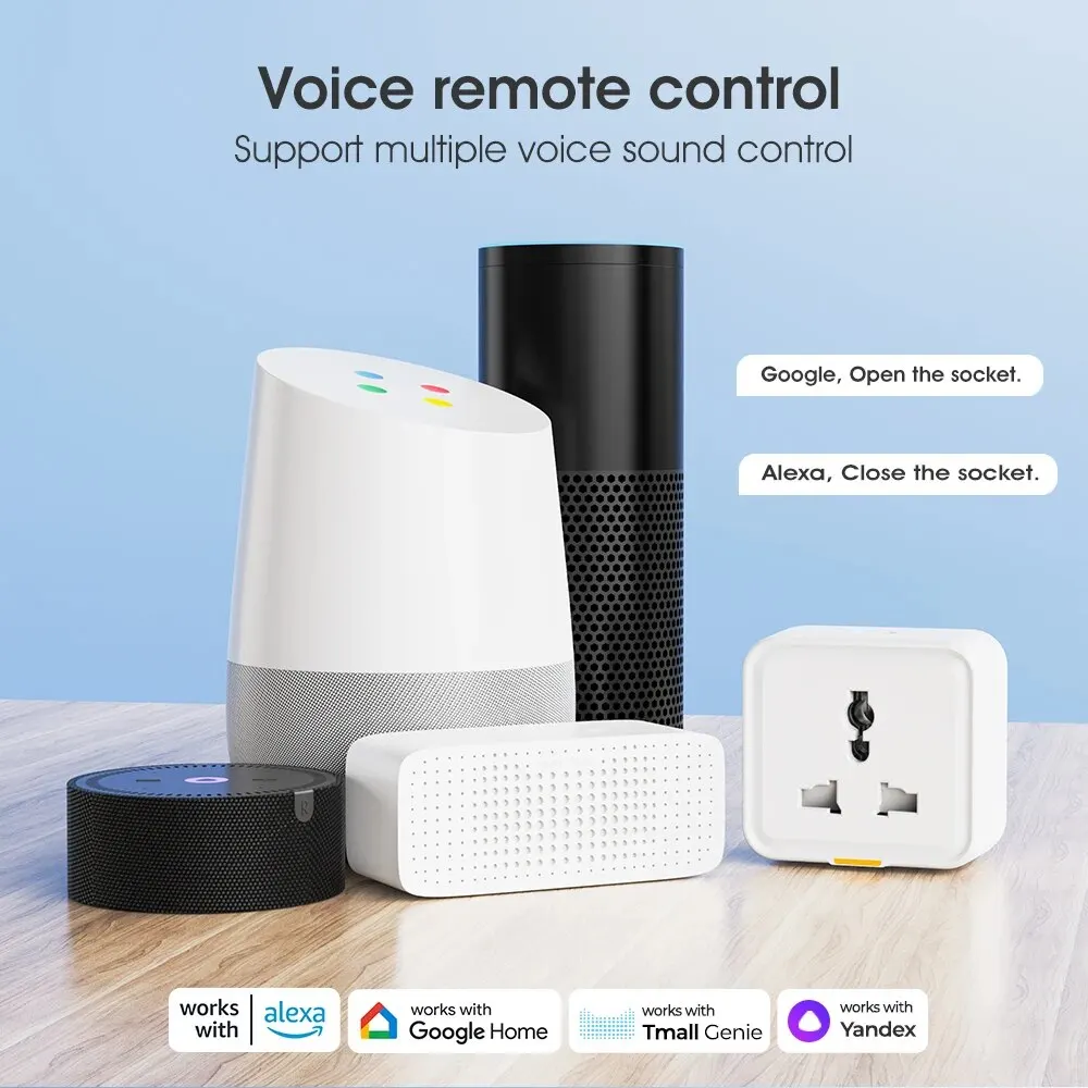 Tuya Smart Home Wireless WIFI Plug Socket UK EU US Universal 16A Travel Universal Conversion Socket Outlet Power Monitor Timer 4