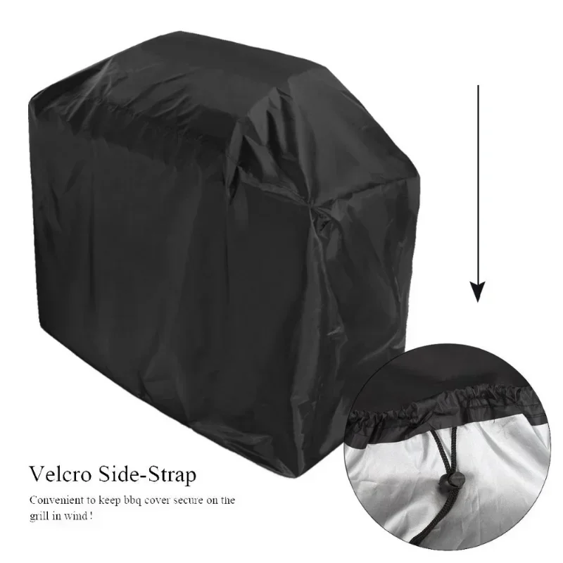 Waterproof BBQ Cover Grill Cover Anti Dust Rain Gas Charcoal Electric Barbeque Garden Grill Protection Outdoor 4 Sizes Black BLK
