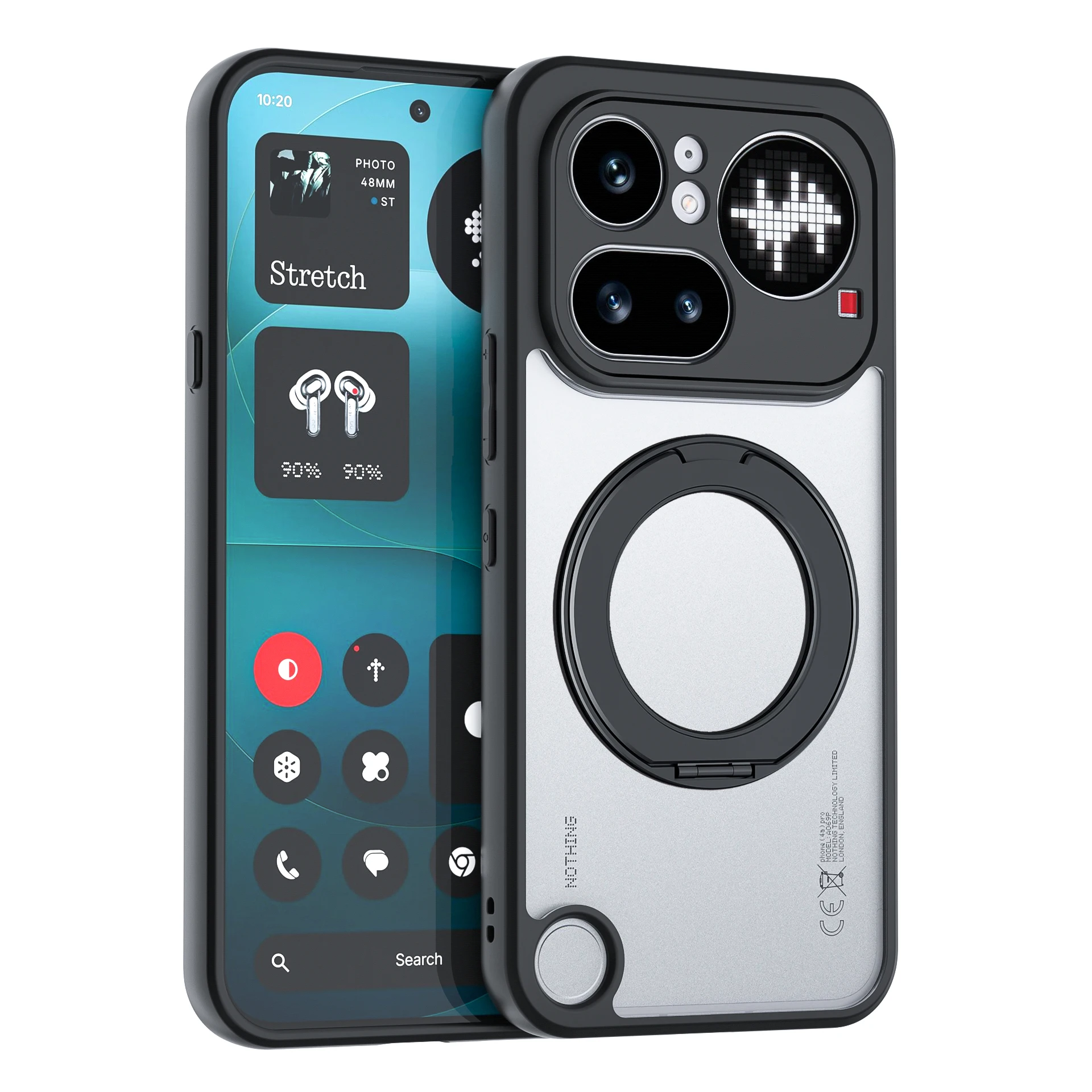 Acrylic Matte Case with 360° Rotating Magnetic Bracket Stand - Durable Hard Shell Back Cover