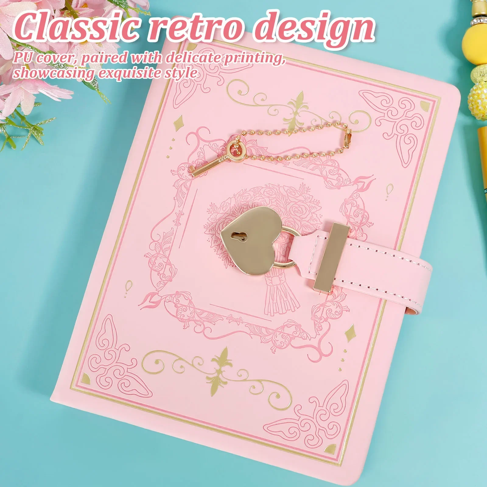 Lock Diary PU Leather Secret Journal With Lock And Key 288 Pages Refillable Notebook Secret Diary For Women Girls Personal