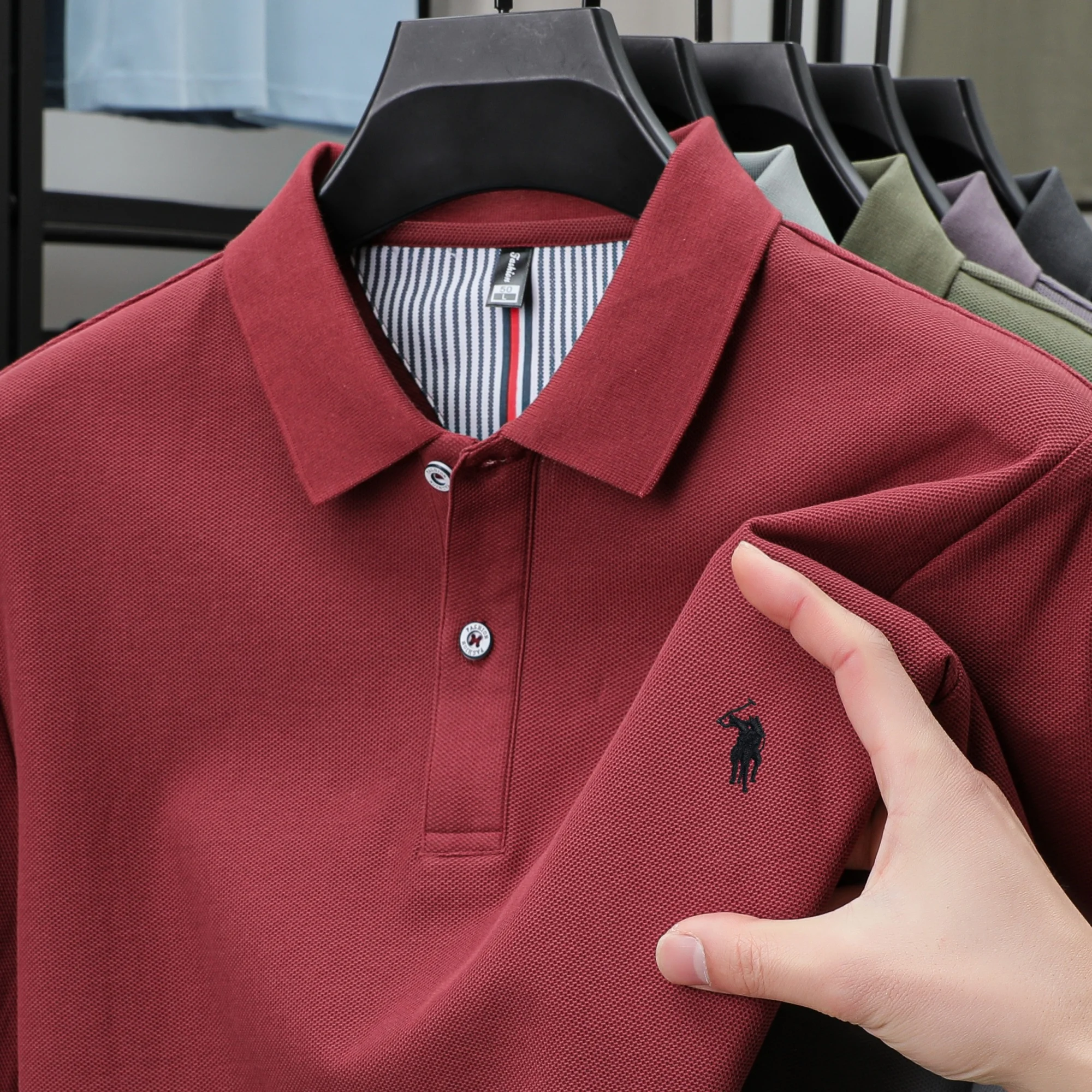 100% pure cotton men's high-end brand short sleeved polo shirt summer fashion hot selling pony embroidery golf Paul top T-shirt 31 S9746e0a795444d50809da2a0a5ef814a7