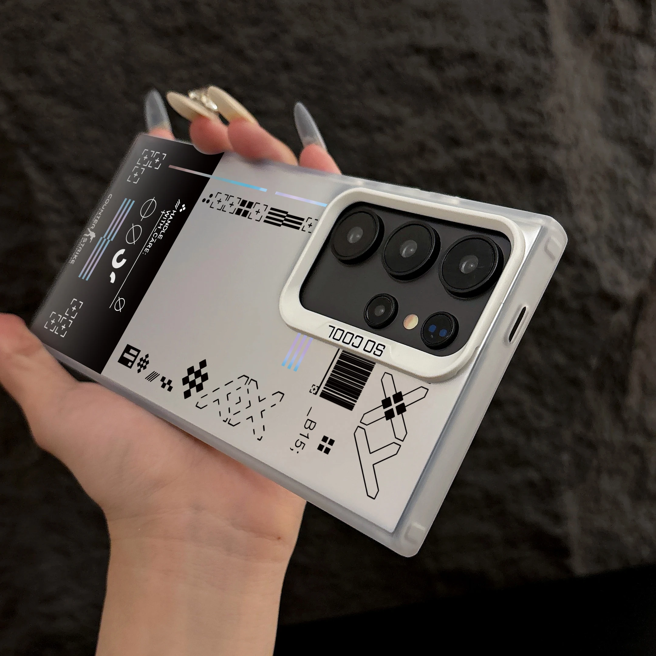 Enhanced Shockproof Matte Silver Fashion Case with Plating Design