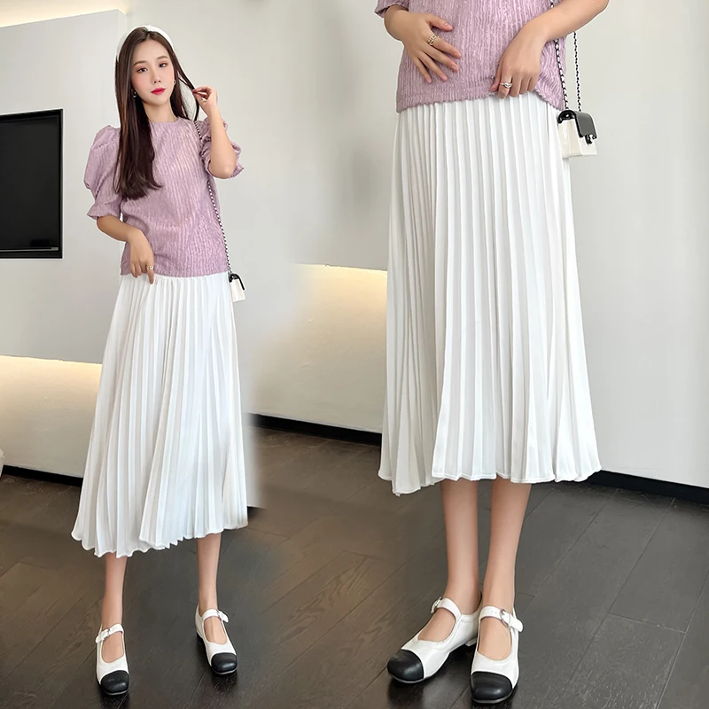 Pregnant women skirts in the summer of thin type of skirt leisure loose the a-line skirt tall waist abdomen dress fashionable