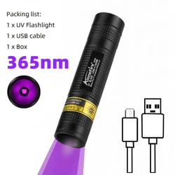 Rechargeable Mini UV Blacklight Flashlight for Multi-Purpose Detection (365nm)