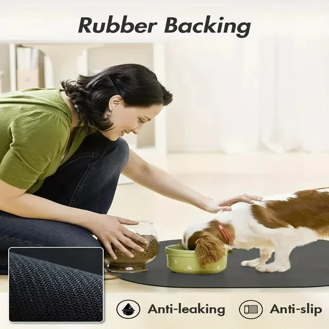 1Pcs Pet Solid Color Oval Mat Absorbent Food Pad Non-Slip Quick-dry Water Fountain Rug For Pet Dog Cat Home Room Supplies 2