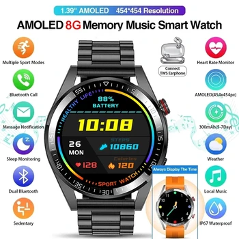2022 Smart Watch Men New 454 454 AMOLED Screen Always Display The Time Bluetooth Call