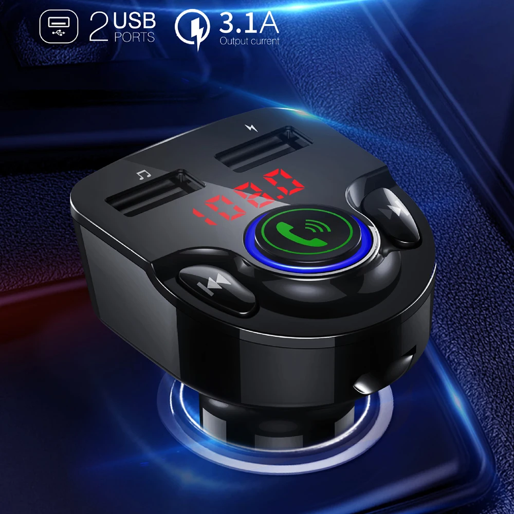 

Автомобильный Bluetooth-передатчик G32 12-24 В, беспроводной автомобильный комплект громкой связи с FM-передатчиком, mp3-плеер с двойным USB-зарядным устройством