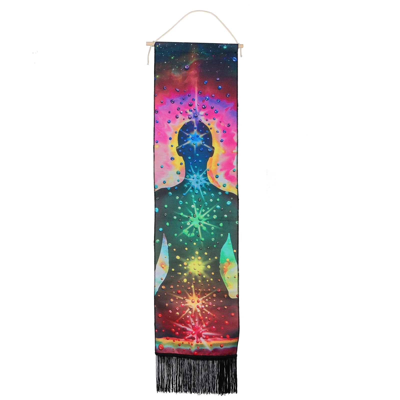 Printed 7 Chakra Eclipse Tapestry Macrame Wall Hanging Tapestries For Home Decor Wall Art 159cm-169cm