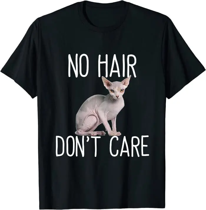 Divertente Sphynx Cat No Hair Don'T Care Tee M-3Xl Spedizione Veloce