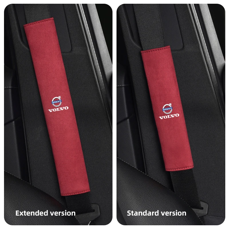 2 Stukken Autogordel Pad Voor Volvo R-Design Lederen Veiligheidsgordel Padding Innerlijke Schouder Bescherming Embleem Schouder Pad Accessoires
