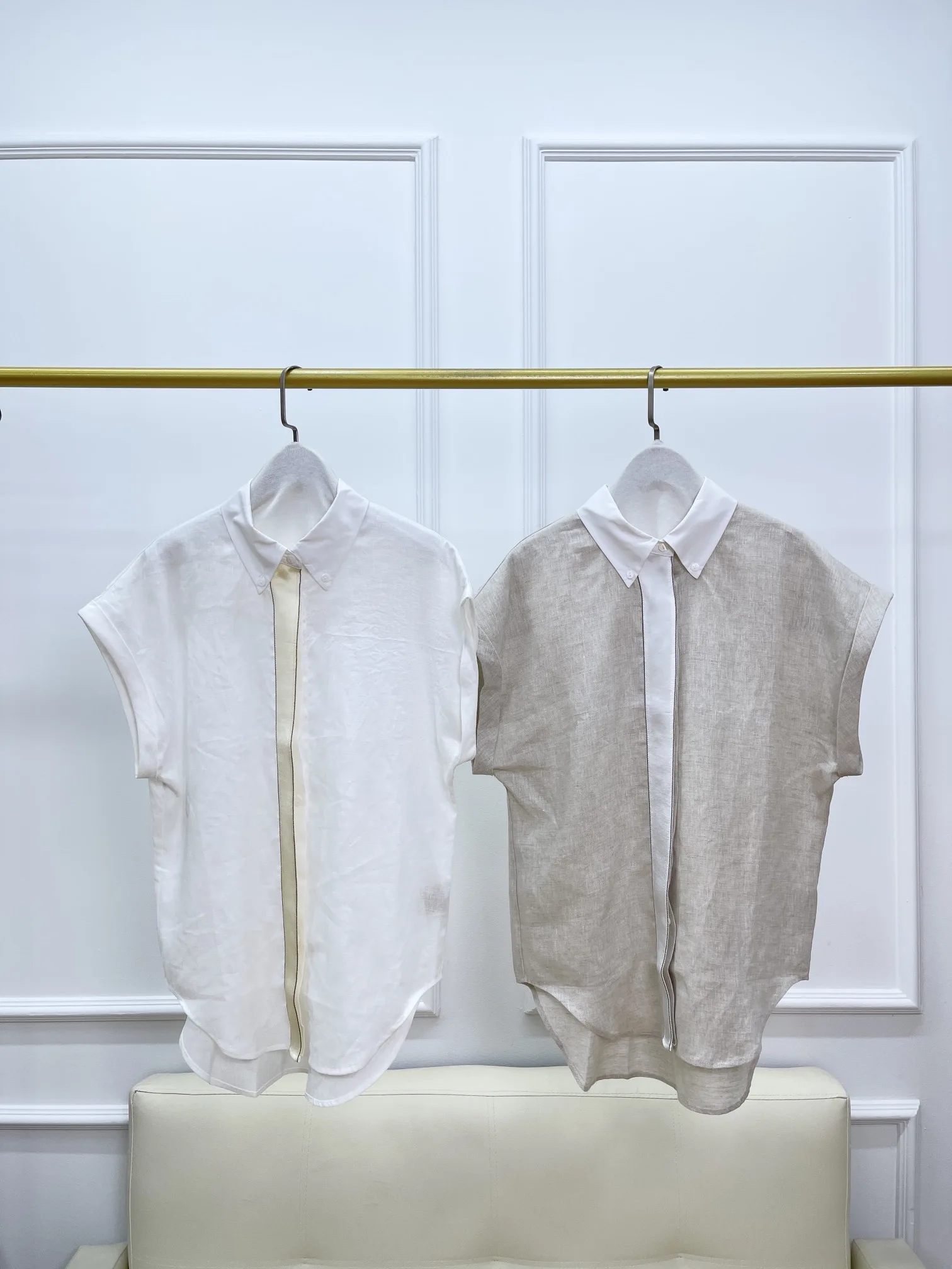 

Рубашка женская из хлопка и льна, тяжелая блузка контрастных цветов с бисером, роскошный однобортный Топ без рукавов