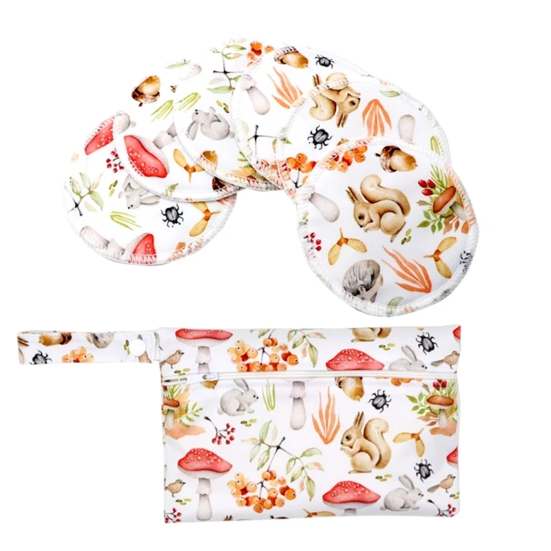1 Set Bamboo Nursing Pads with Portable Diaper Organiser Nanny Bag Comfortable Leakproof Breast Pads for New Mom 6