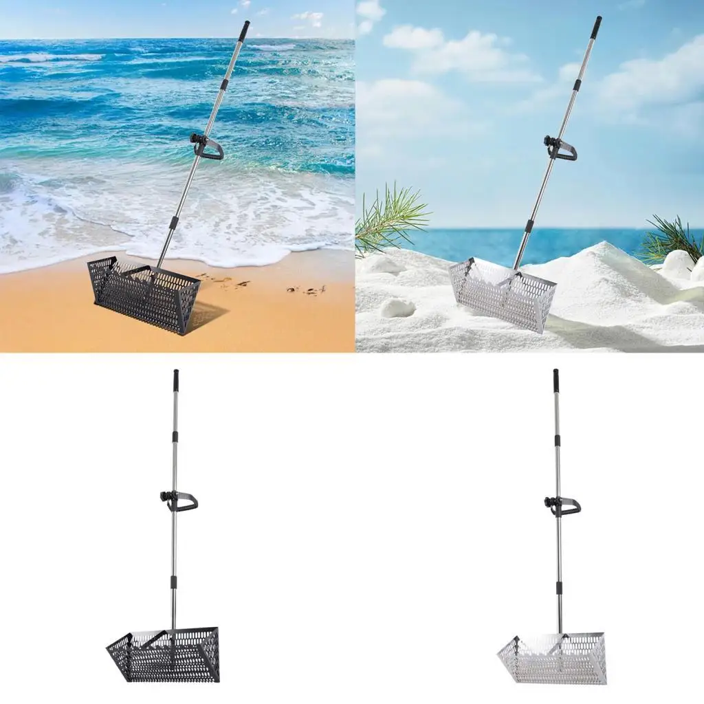 Sand Sift Rake Long Handle, Easy Grip Handheld Sand Sifter for Garden Soil
