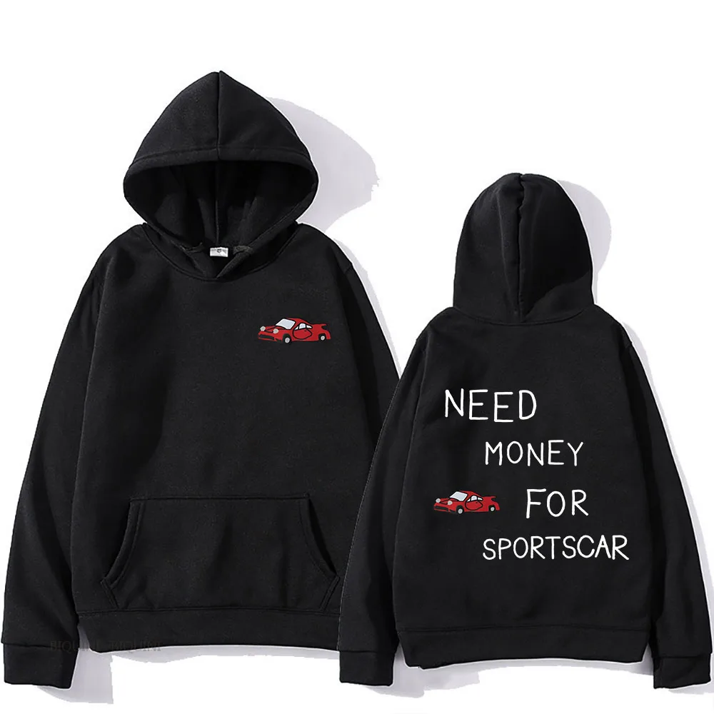 

Need Money for Sports Car Letter Printing Hoodies Men Sweatshirts With Pocket Casual Male Long Sleeve Hip Hop Pullovers Sudadera