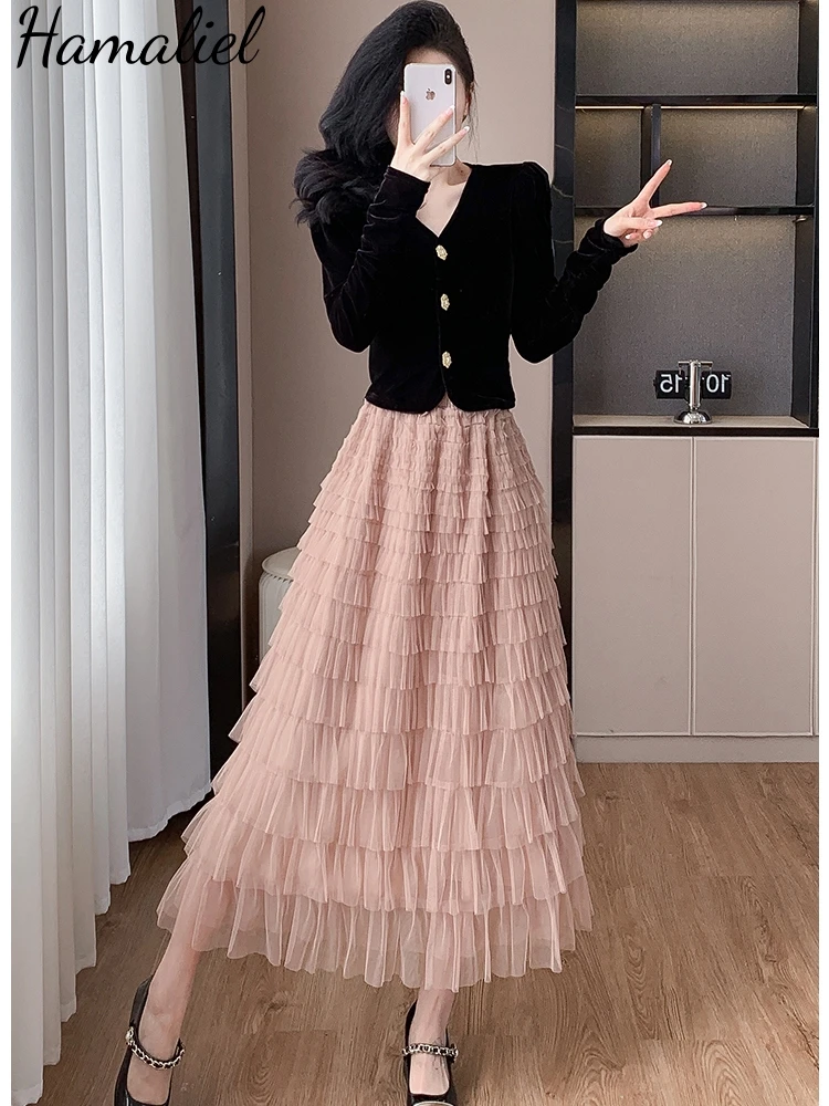 Autumn Elegant Black Velvet Short Jacket Coat Ball Gown Tulles