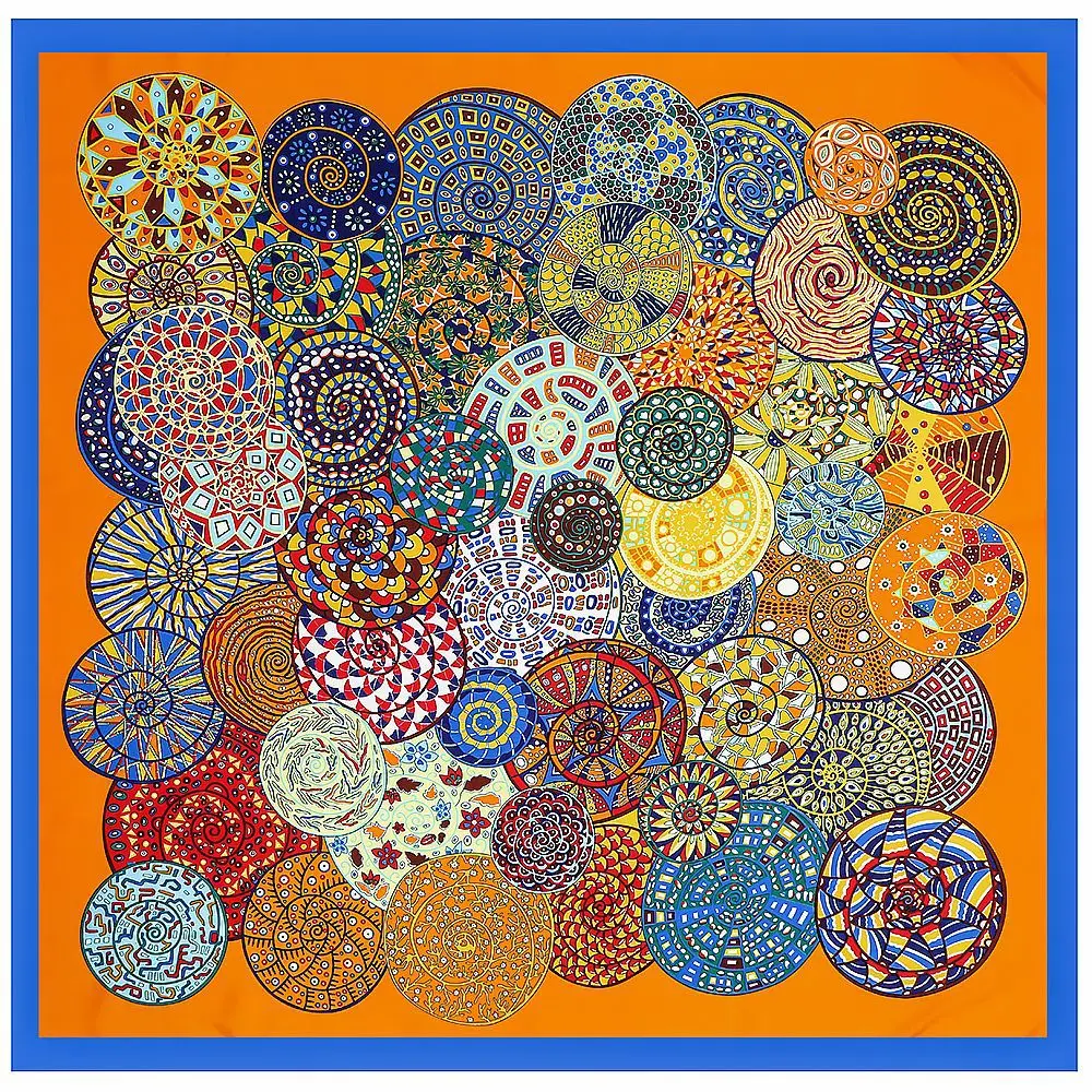 130cm Luxury Brand Welkin Snail Print Silk Scarf For Women Headband High Quality Large Square Scarves Female Twill Shawls 4
