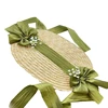 Women Victorian Wedding Tea Party Bonnet Handmade Lolita Retro Green Flower Bow Beach Sun Straw Weaving Hat French Pastoral Cap 6