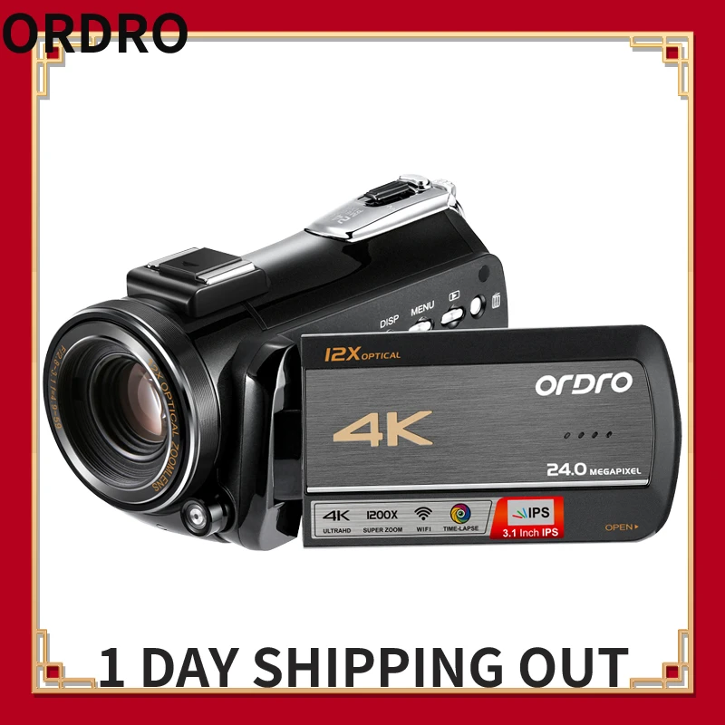 Video Camera 4K Professional Youtube Live Streaming Ordro AC5 12X