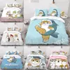 Mofusand Anime Shark Cat Bedding Sets Quilt Bed Cover Comforter Duvet Cover Pillow Case 2-3 Pieces Sets Room Decor Gifts 1