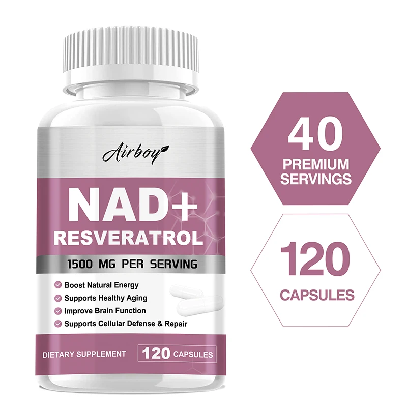 Anti Aging Cell Booster Energy Booster NAD Supplement NAD+ Resveratrol Supplements-Natural Energy, Anti-aging and Cellular Health, Strengthens The Immune System