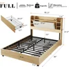 Bed Frame Full Size 4 Storage Drawers,Upholstered Bed Frame 47.2" Bookcase Headboard,Charging Station/No Box Spring Needed/Maple 6