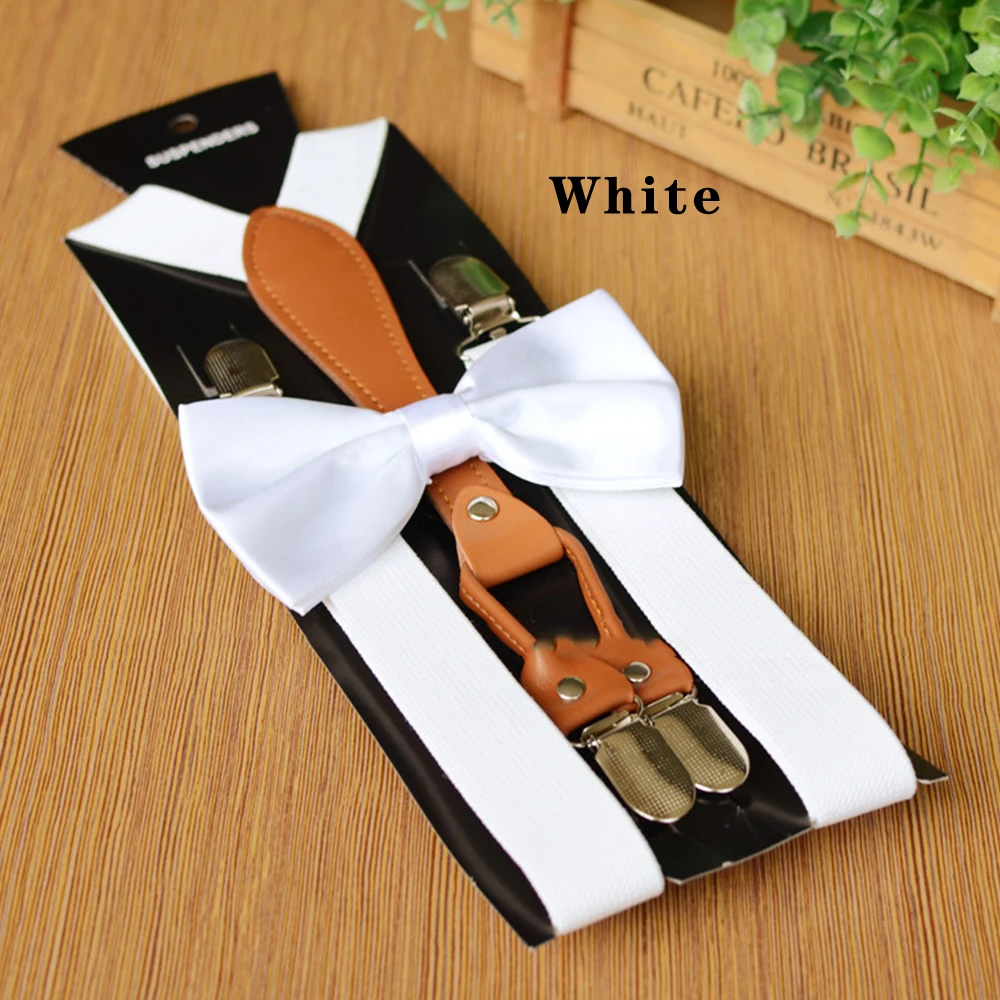 

Women Men 4 Clips Suspenders Bow Tie Sets High Elastic Adjustable Wedding Party X-Back Brace Straps Unisex Belt Bowtie Set