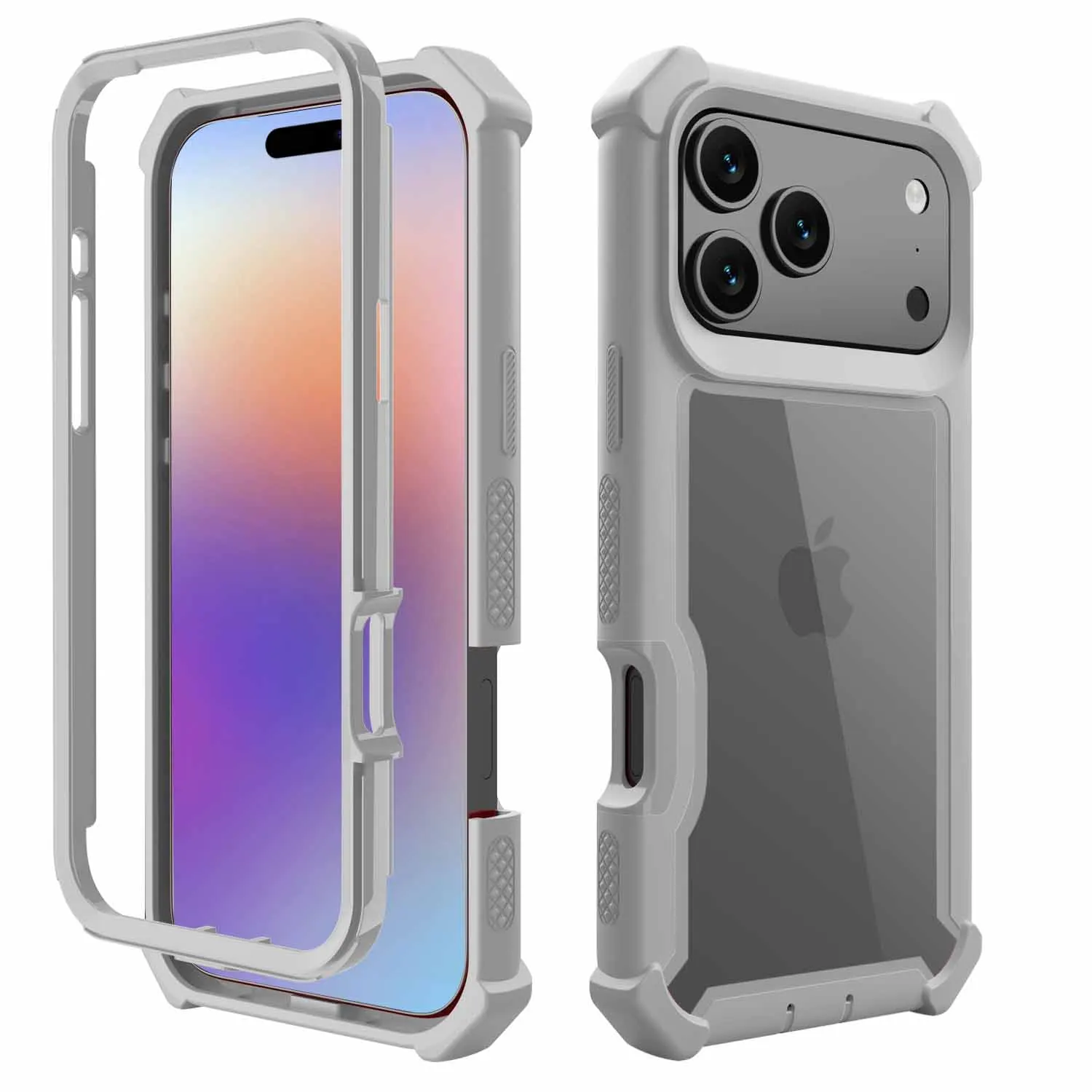 Enhanced Shockproof Armor Phone Case - 2-in-1 Hit Color Design with Clear Acrylic Hard Cover