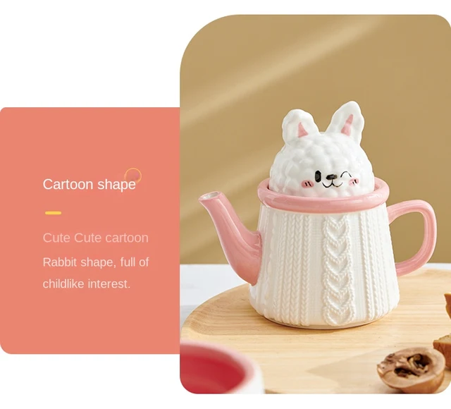 Tingke Japanese Cute Embossed Wool Rabbit Ceramic Teapot Tea Cup Set Modern  Household Ceramic Tea Set Creative Birthday Gift - Mugs - AliExpress