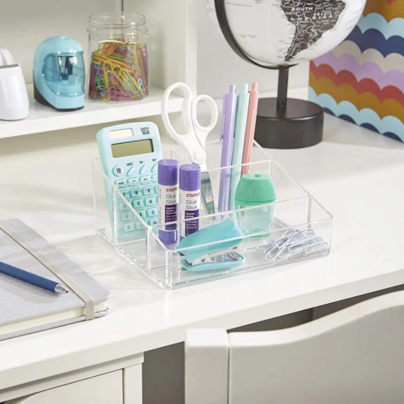Clear Plastic Makeup Organizer Cosmetic Storage Box Makeup Brush Holder Stationery Storage Pen Holder Lipstick Display Stand 3