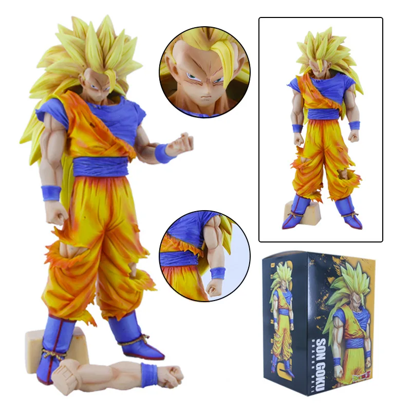 thumbnail image 1 of Figura de Goku de Dragon Ball Z de 32 cm Ssj3 Dbz Super Saiyan 3, figuras de anime, estatua de PVC de 2 brazos, figura de acción, modelo, juguetes de Halloween, regalo, 1 of 5